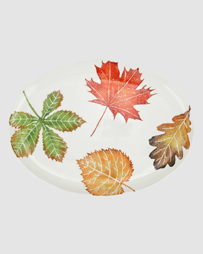 Vietri Autunno Assorted Leaves Large Oval Platter In Brown