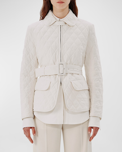 Another Tomorrow Quilted Belted Jacket In Nude