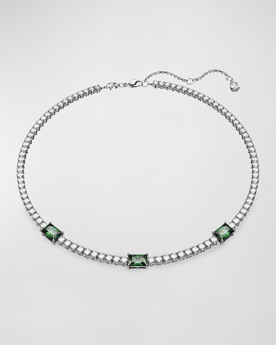 Swarovski Matrix Crystal Tennis Necklace In Green