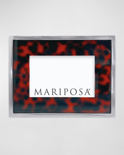 Mariposa Tortoise With Metal Border Frame, 4" X 6" In Red