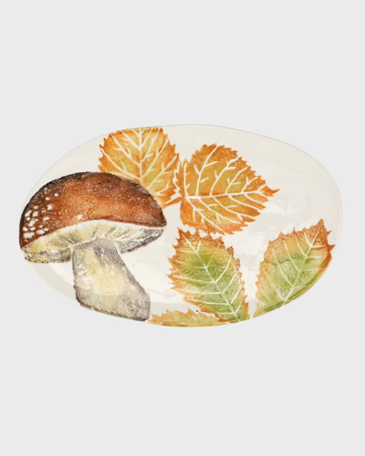 Vietri Autunno Mushroom Small Oval Platter In Brown