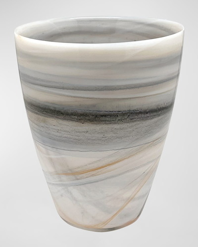 Mariposa Alabaster Marbled Round Vase, Small In Gray