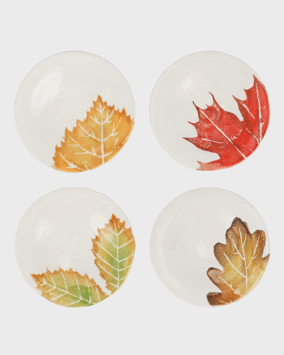 Vietri Autunno Set Of 4 Assorted Canape Plates In Brown