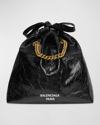 Balenciaga Crush Small Leather Tote Bag In 1000 Black