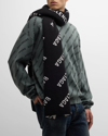 Balenciaga Black And White Logo Intarsia Wool Blend Scarf In 1070 Black/white