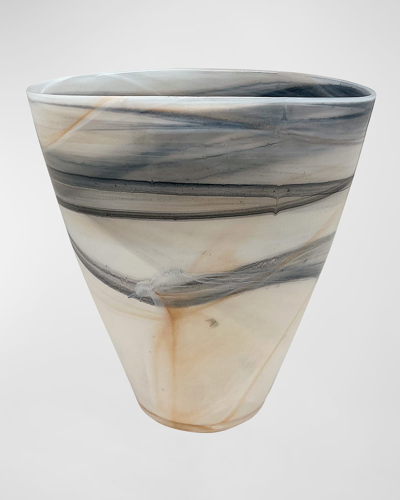 Mariposa Alabaster Marbled Oval Vase, Large In Gray