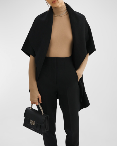 Lamarque Penelope Open-front Double-face Wool-blend Coat In Black