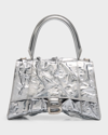 Balenciaga Hourglass Small Crushed-effect Bag In 8110 Silver