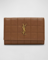 Saint Laurent Ysl Monogram Flap Small Wallet In Quilted Smooth Leather In Fox