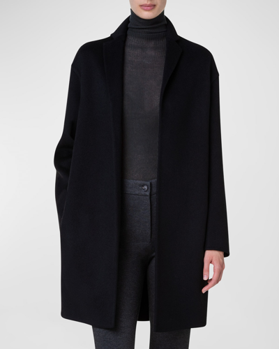 Akris Mae Brushed Cashmere Coat In Black