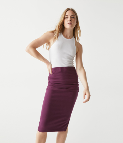 Michael Stars Rae Ribbed Skirt With Slit In Boysenberry