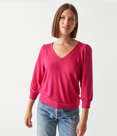Michael Stars Gabriella V-neck Top In Berry
