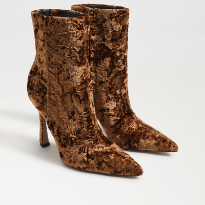 Sam Edelman Ella Pointed Toe Dress Bootie Copper Bronze Velvet In Brown