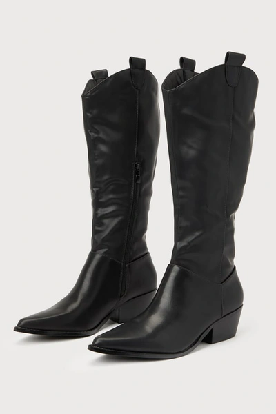 Lulus Roberta Black Pointed-toe Knee-high High Heel Boots