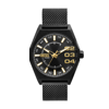 DIESEL MEN'S SCRAPER THREE-HAND, BLACK STAINLESS STEEL WATCH