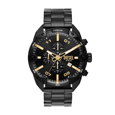 Diesel Men's Spiked Chronograph Black Stainless Steel Watch 49mm