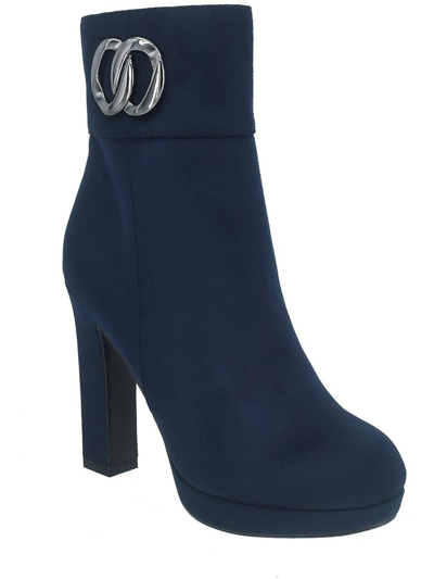 Impo Omia Womens Faux Suede Pull On Ankle Boots In Blue