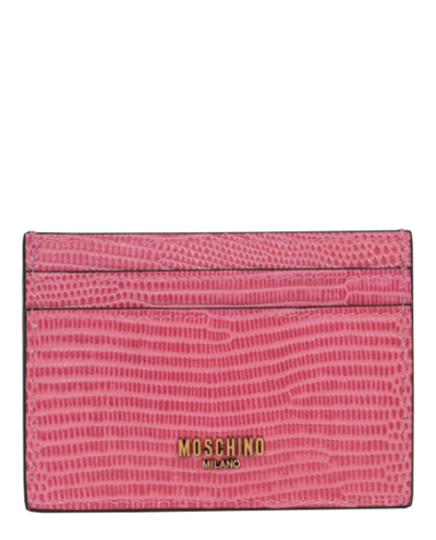 Moschino Leather Card Holder In Pink