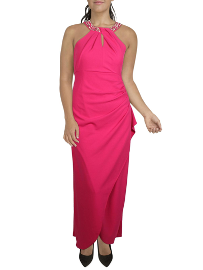Slny Womens Embellished Long Evening Dress In Pink