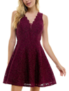 CITY STUDIO JUNIORS WOMENS LACE GLITTER COCKTAIL AND PARTY DRESS