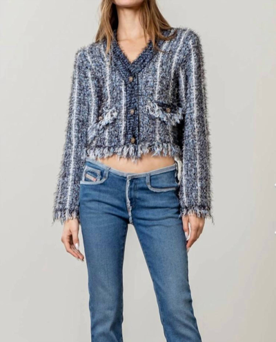 Moon River Textured Knit Cropped Cardigan In Multi