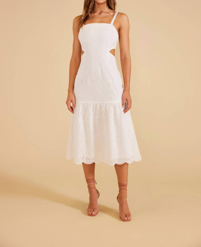 Minkpink Viola Broidery Midi Dress In White