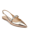 Jewel Badgley Mischka Bambi Womens Coated Ankle Stap Pointed Toe Flats In Multi