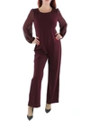 CONNECTED APPAREL WOMENS SCUBA SHEER BOATNECK JUMPSUIT