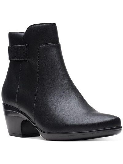 Clarks Emily Holly Womens Leather Laceless Ankle Boots In Black