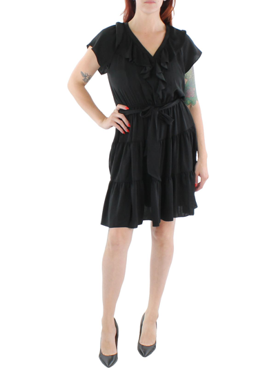 Lauren Ralph Lauren Womens Ruffled Short Mini Dress In Black