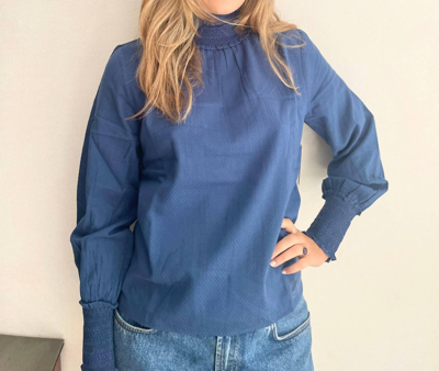 Erica Wilson Victoria Blouse In Navy In Blue