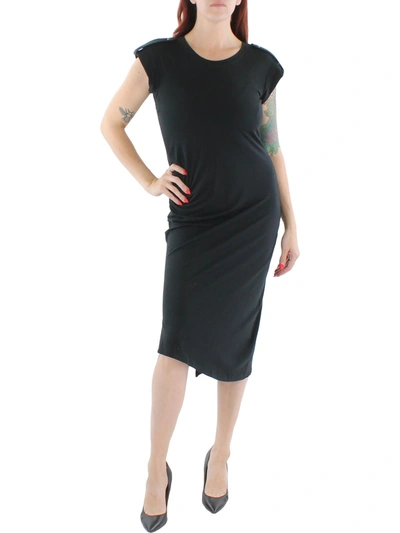 Lauren Ralph Lauren Womens Asymmetrical Hem Midi T-shirt Dress In Black