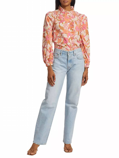 Love The Label Women's Quincy Ruffled Floral Cotton Top In Multi