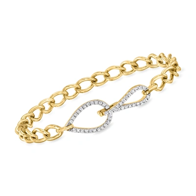 Ross-simons Pave Diamond Curb-link Bracelet In 18kt Gold Over Sterling In Silver
