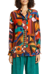 FARM RIO TROPICAL SHAPES LONG SLEEVE SHIRT IN PATTERNED