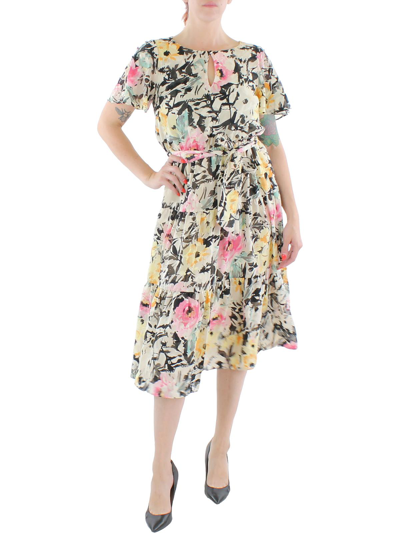 Lauren Ralph Lauren Womens Floral Print Calf Midi Dress In Multi