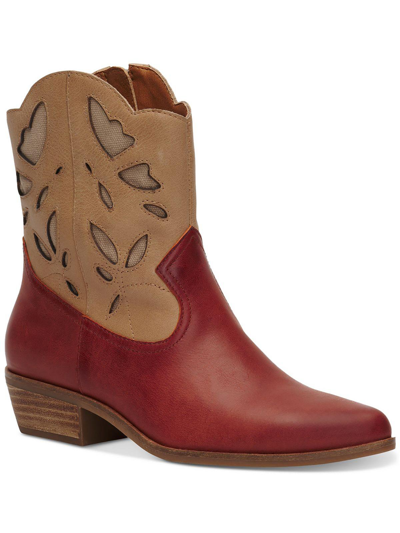 Lucky Brand Herzie Womens Faux Leather Farming Cowboy, Western Boots In Multi