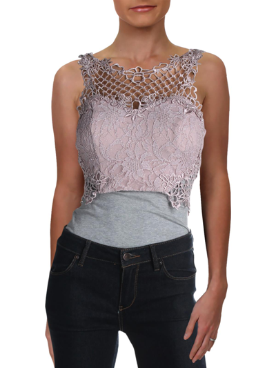 City Studio Juniors Womens Lace Glitter Crop Top In Multi