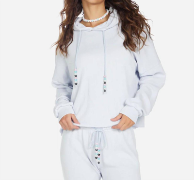 Michael Lauren Corona Hoodie With Heart Beads In Ice Blue