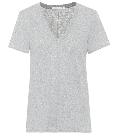 Rag & Bone The Vee 竹节纹比马纯棉平纹布 T 恤 In Grey