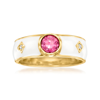 Ross-simons Pink Topaz Ring With Diamond Accents And White Enamel In 18kt Gold Over Sterling In Pink