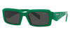 Prada Men's Geometric Logo Acetate & Plastic Rectangle Sunglasses In Green Dark Grey