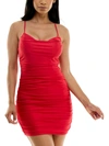 B Darlin Juniors Womens Satin Mini Bodycon Dress In Red
