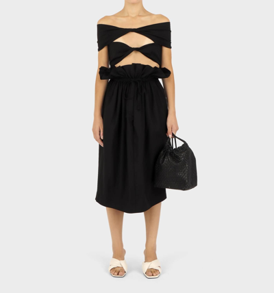 Modern Weaving Petal Drawstring Skirt In Black