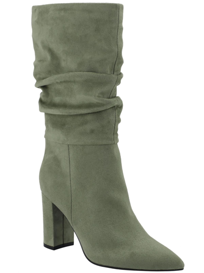 Marc Fisher Galley Womens Faux Suede Slouchy Mid-calf Boots In Green