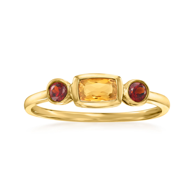 Rs Pure Ross-simons Citrine And . Garnet Ring In 14kt Yellow Gold