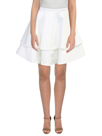 City Studio Juniors Womens Tiered Mini A-line Skirt In White