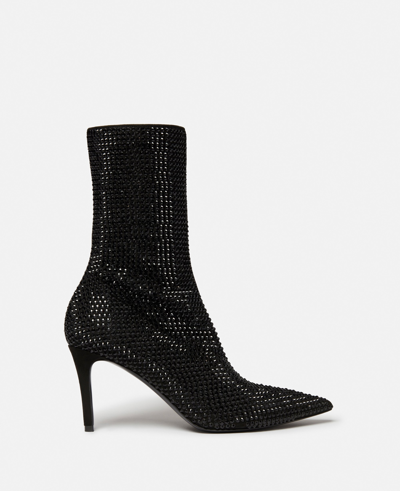 Stella Mccartney Stella Iconic Crystal Heeled Ankle Boots In Black