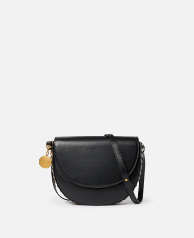 Stella Mccartney Frayme Medium Flap Shoulder Bag In Black