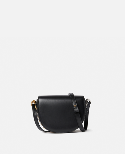 Stella Mccartney Frayme Small Flap Shoulder Bag In Black